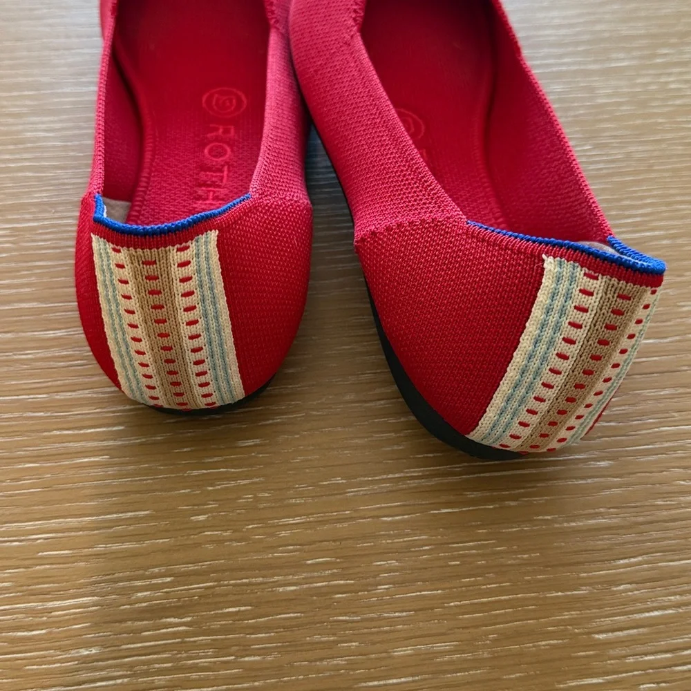 Rothy's Bold Red Flats with Blue Accents - Picture 5 of 5